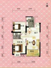 中欣楚天雅郡2-3户型2室2厅1卫 80.59㎡户型图