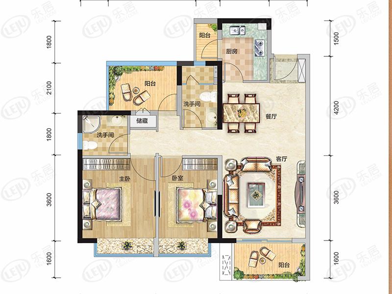 悦璟华庭住宅 户型面积88~126㎡