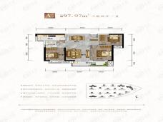 福星惠誉金色华府3室2厅1卫户型图