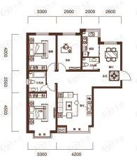 依云首府F户型 3室2厅2卫户型图