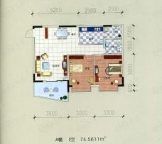 昌龙·城市江山房型: 二房;  面积段: 73.95 －83.68 平方米;户型图