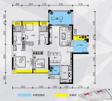 大坤金洲广场C户型-116-119平米3房2厅2卫户型图