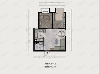 中海国际社区两居户型户型图