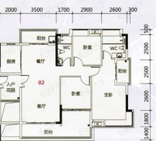 东盛名苑T1-T3栋02户型户型图