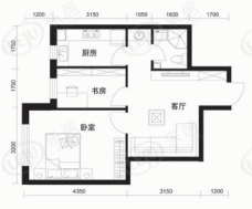 千缘爱在城2室1厅1卫1厨户型图