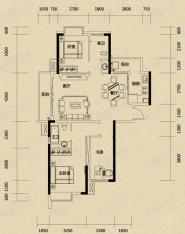 城南故事3室2厅2卫户型图