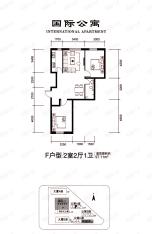 辽宁凤凰国际商务中心F户型 两室两厅一卫户型图