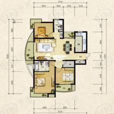 绿地东上海3室2厅2卫户型图