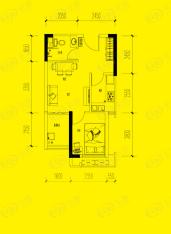 国际家纺城C5幢标准层G户型一室两厅一卫30.66平米户型图