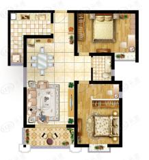 曲江龍邸99平米两室两厅户型图