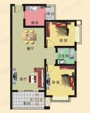 棕榈泉2室1厅1卫户型图