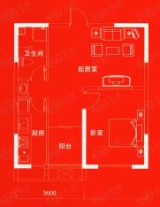 UP青年公社一房一厅一卫一厨-62.53平方米户型图