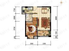 龙地世纪榕华1室2厅1卫户型图