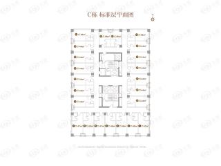 坤腾·理想城C栋标准层平面图 建筑面积约36-47平米户型图
