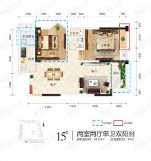 江岸国际2室2厅1卫户型图